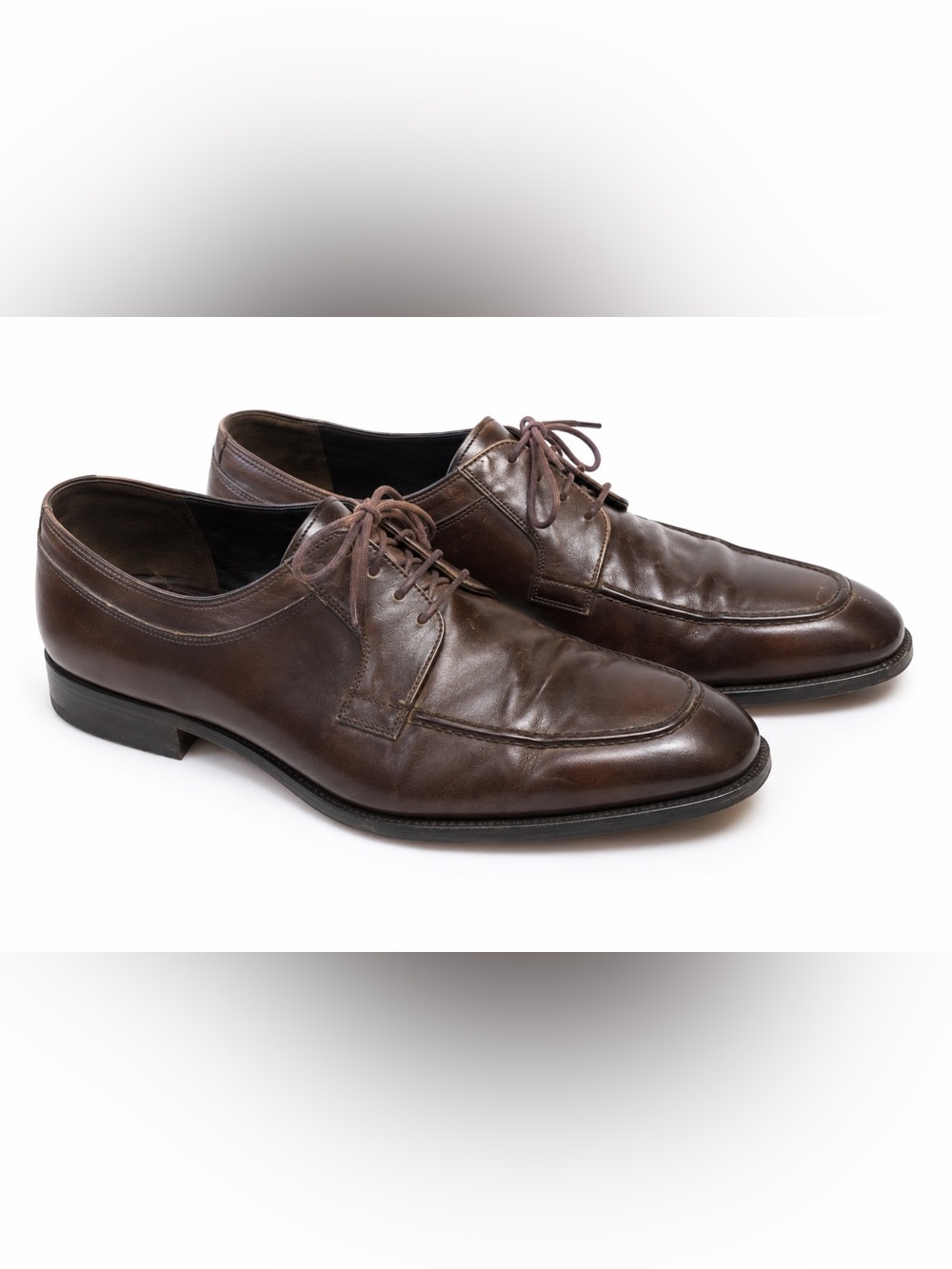 Salvatore Ferragamo Brown Leather Derby Dress Shoes Men’s Size 12